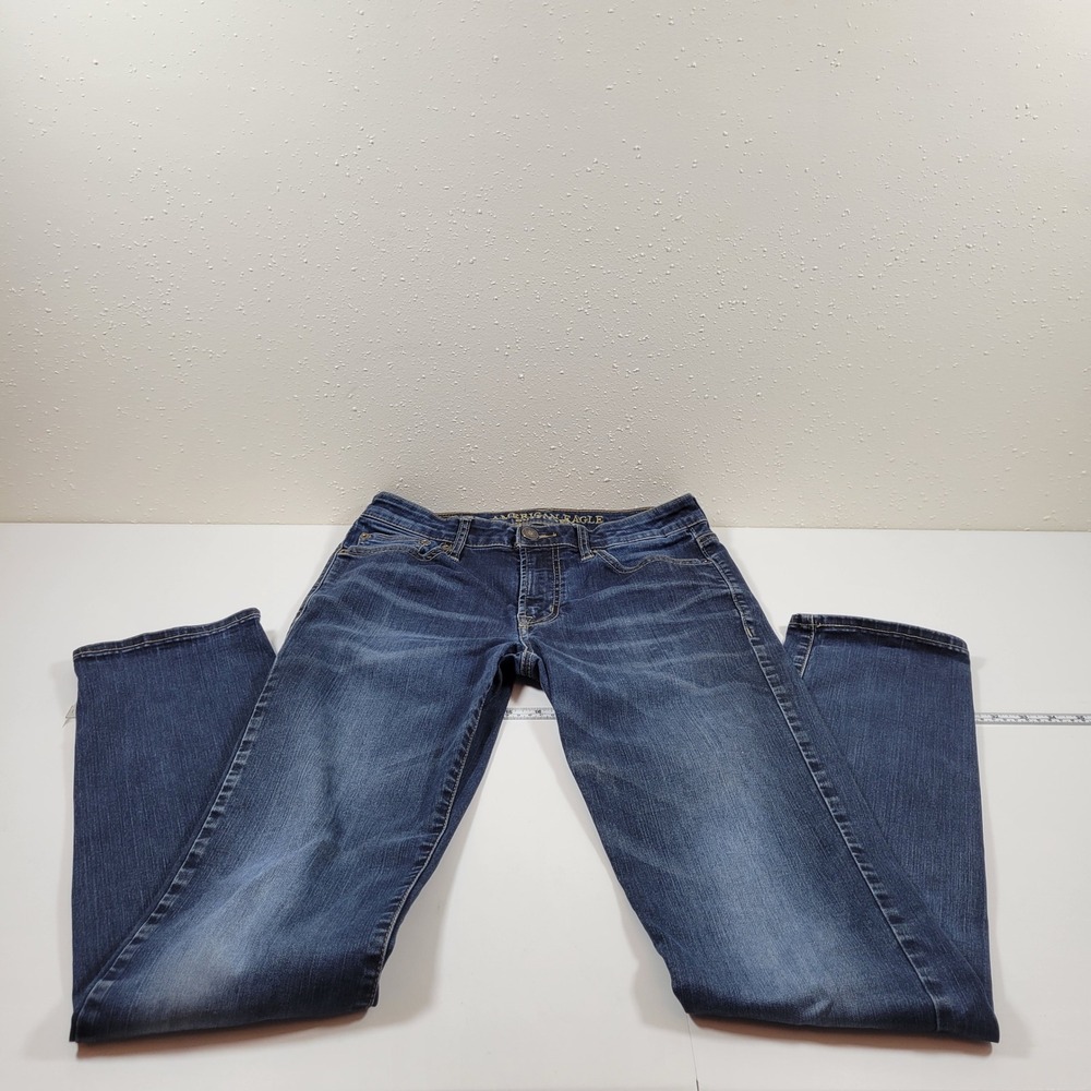 American Eagle Slim Straight Jeans Mens 30x36 Blue Good Extreme Flex Dark Wash
